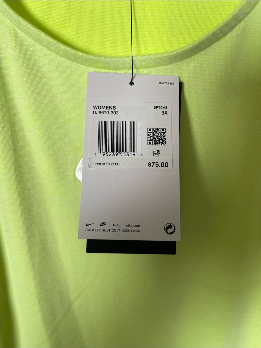 Nike Women’s Neon Lime Sleeveless Midi Dress - Picture 4 of 4